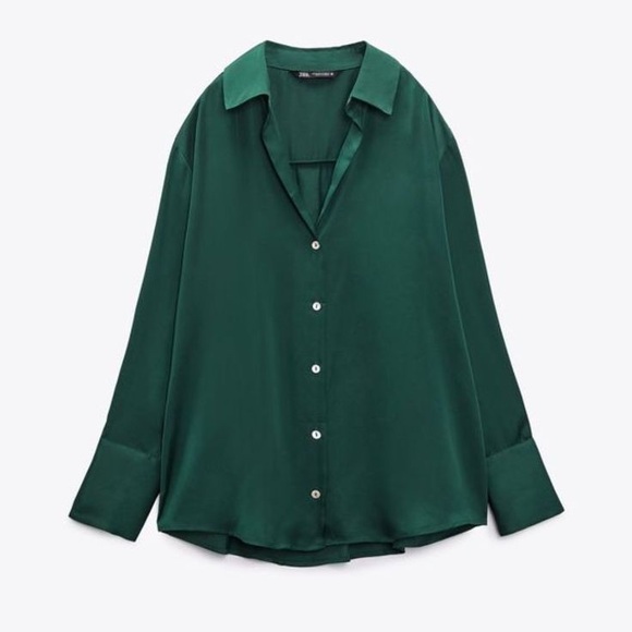 Zara Elegant Forest Green Women's Blouse, Size S - Picture 5 of 10